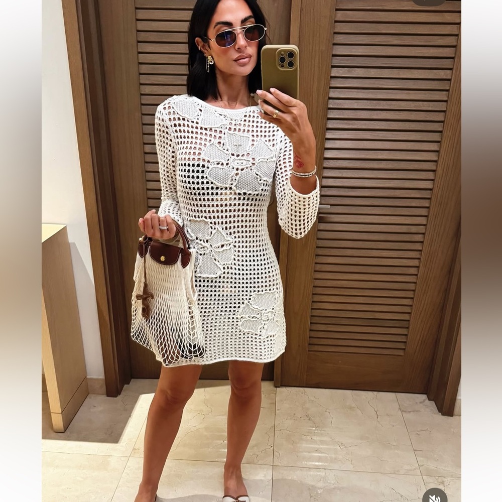 Zara Floral Crochet Knit Dress